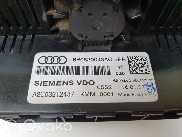 Audi A3 S3 8P Climate control unit 