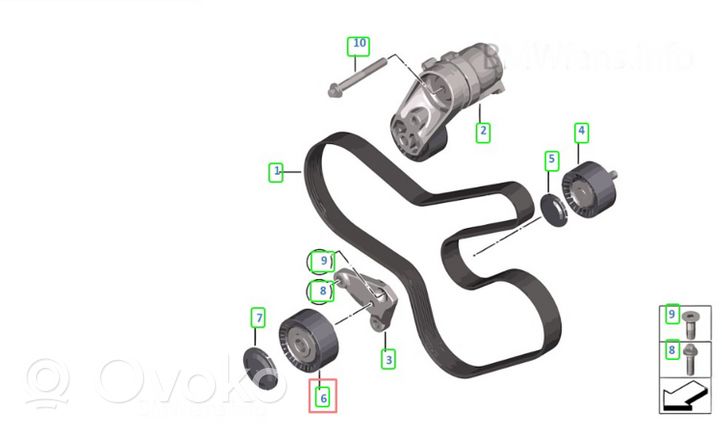 BMW 5 F10 F11 Koło pasowe napinacza paska rozrządu 