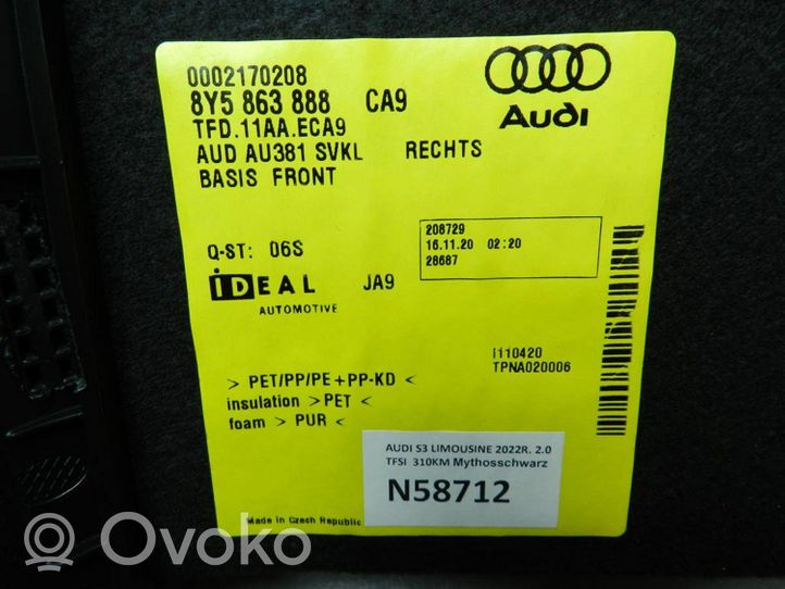 Audi A3 8Y Rivestimento pannello inferiore del bagagliaio/baule 8Y5863888