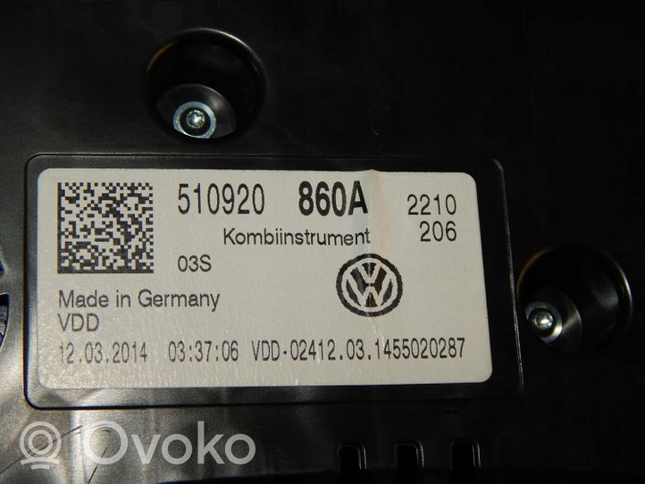 Volkswagen Golf Sportsvan Tachimetro (quadro strumenti) 510920860A