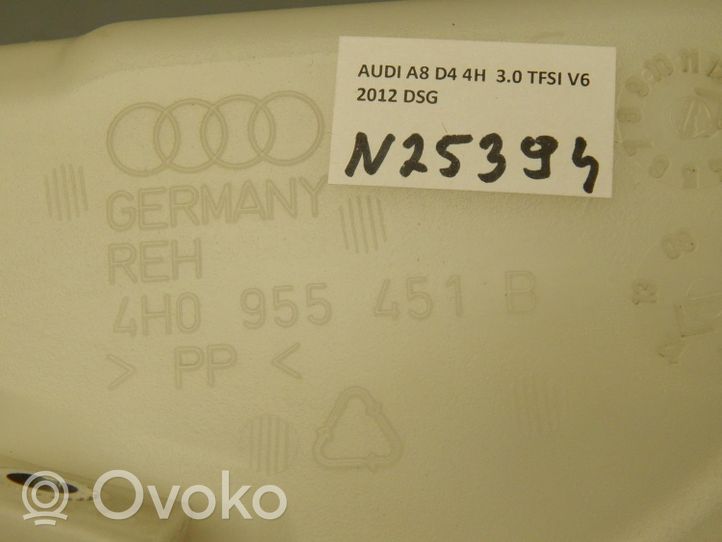 Audi A8 S8 D4 4H Zbiornik płynu do spryskiwaczy szyby przedniej / czołowej 4H0955451B