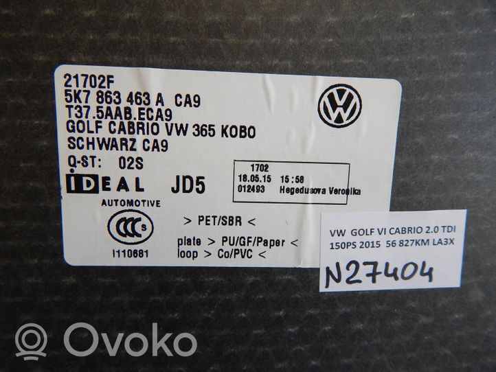 Volkswagen Golf VI Tavaratilan pohjan tekstiilimatto 5K7807393D