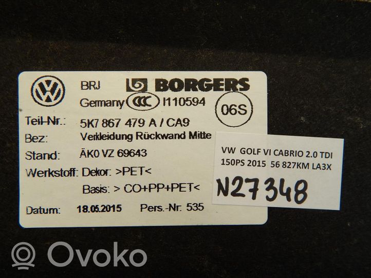 Volkswagen Golf VI Muu vararenkaan verhoilun elementti 5K7867479A