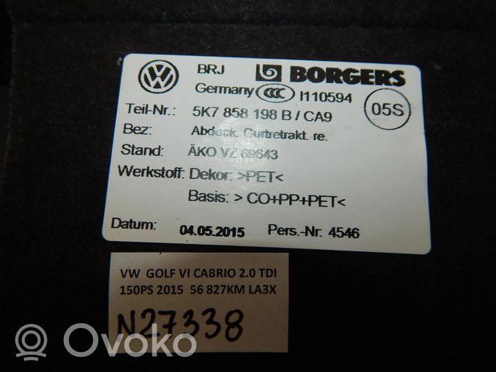 Volkswagen Golf VI Muu vararenkaan verhoilun elementti 5K7858198B