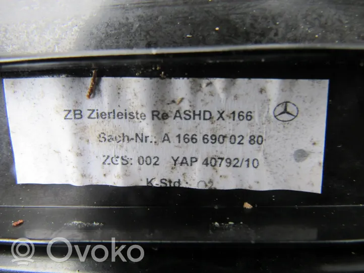 Mercedes-Benz ML W166 Copertura modanatura barra di rivestimento del tetto 1666900280