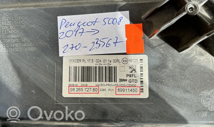 Peugeot 5008 II Lampa przednia 9826572780