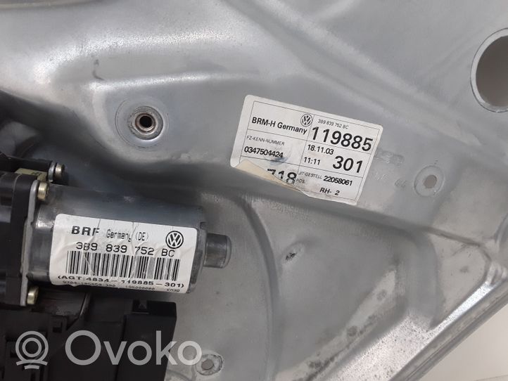 Volkswagen PASSAT B5.5 Elektryczny podnośnik szyby drzwi tylnych 3B9839752BC