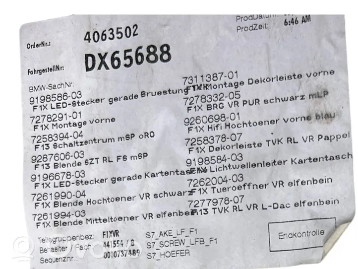 BMW 6 F12 F13 Garniture de panneau carte de porte avant 7277529