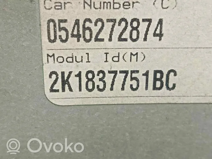 Volkswagen Caddy Alzacristalli manuale della portiera anteriore 2K1837751BC