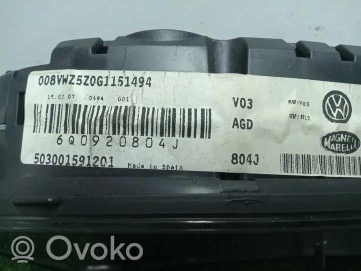 Volkswagen Polo IV 9N3 Tachimetro (quadro strumenti) 6Q0920804J