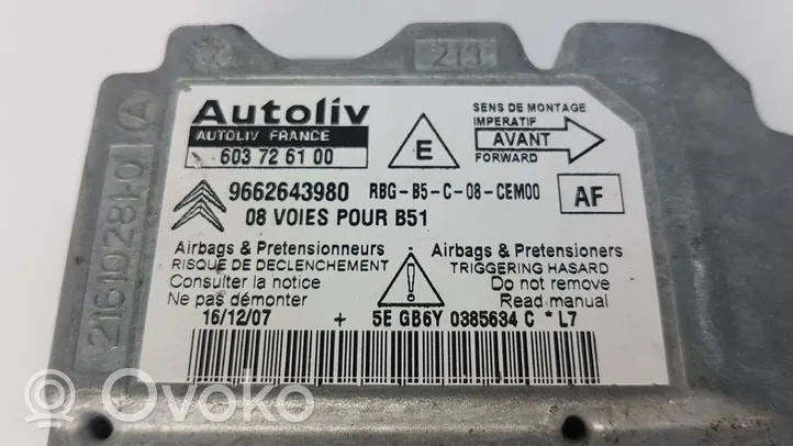 Citroen C4 II Gaisa spilvenu vadības bloks 603726100