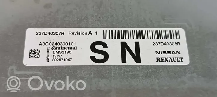 Renault Zoe Komputer / Sterownik ECU silnika 237D40307R