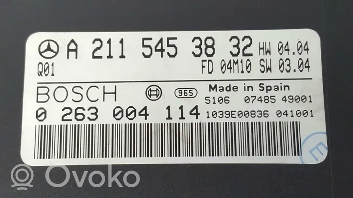 Mercedes-Benz E W211 Centralina/modulo sensori di parcheggio PDC 0263004114