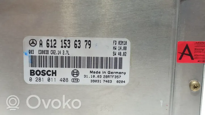 Mercedes-Benz ML W163 Блок управления двигателем ECU 0281011408