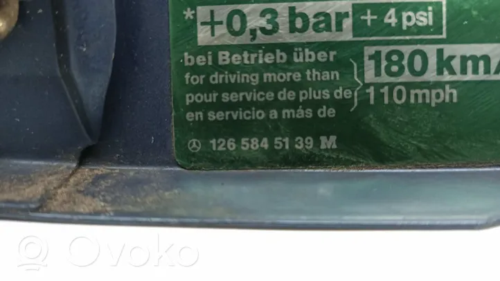 Mercedes-Benz S W126 Tappo del serbatoio del carburante 1265845139