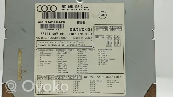 Audi A4 S4 B6 8E 8H Unité de navigation Lecteur CD / DVD 8E0035192BX