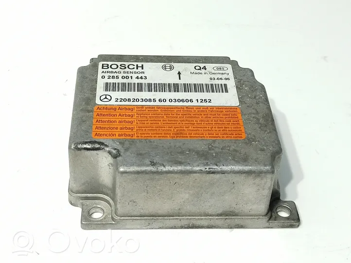 Mercedes-Benz S W220 Airbag control unit/module 0285001443