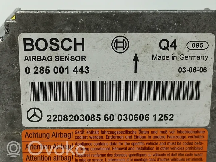 Mercedes-Benz S W220 Airbag control unit/module 0285001443