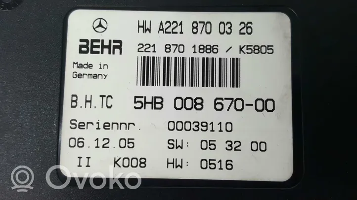 Mercedes-Benz S W221 Kiti valdymo blokai/ moduliai 5HB008670-00