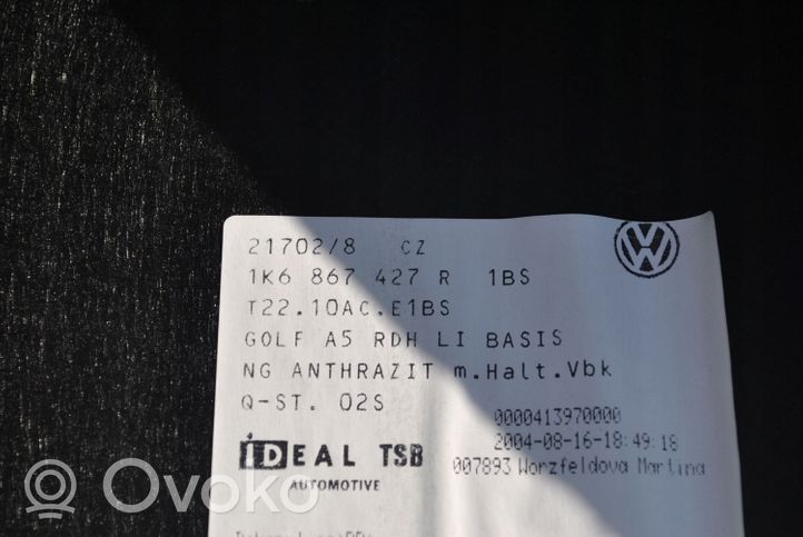 Volkswagen Golf V Tavaratilan/takakontin alempi sivuverhoilu 1K6867427R