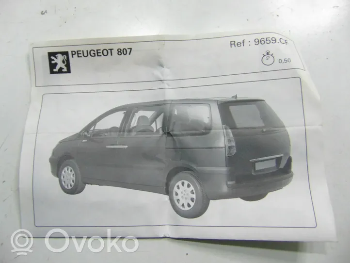 Peugeot 807 Takaoven ikkunan häikäisysuoja/verho 9659.CF