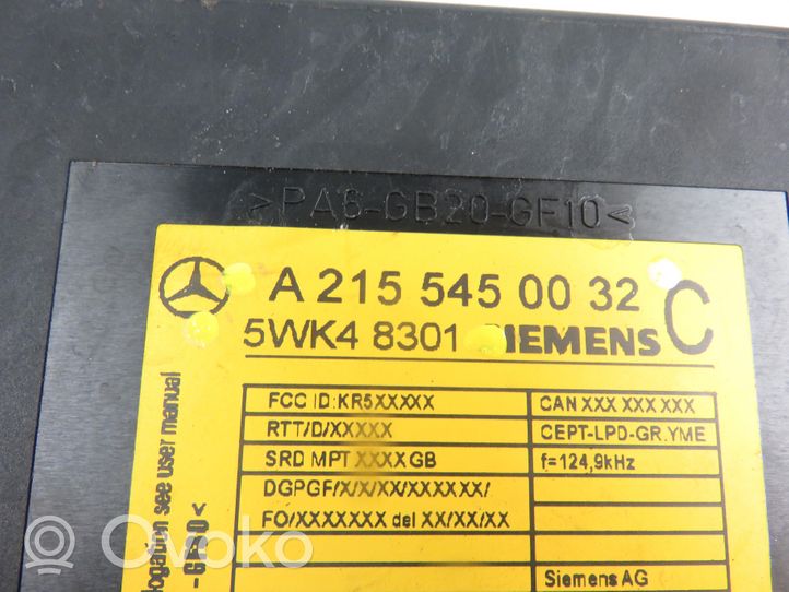 Mercedes-Benz CL C215 Oven keskuslukituksen ohjausyksikön moduuli 5WK48301