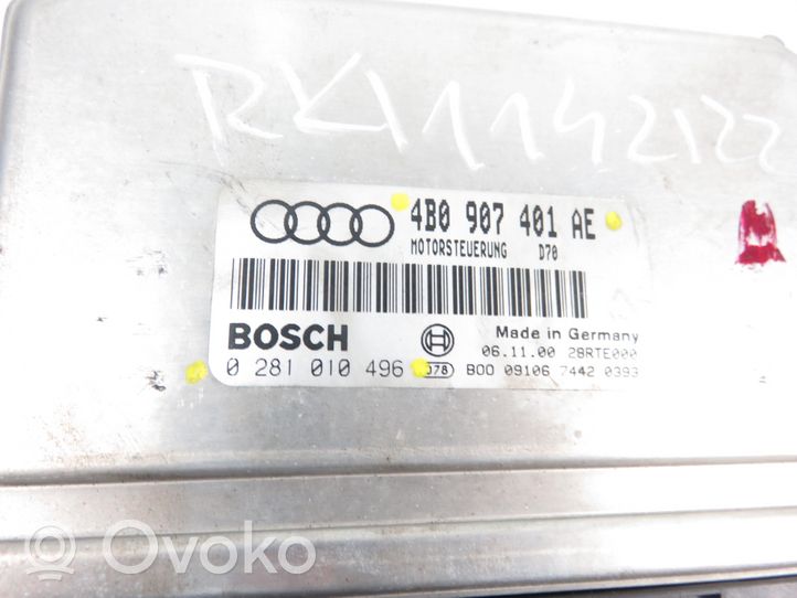 Audi A6 S6 C5 4B Moottorin ohjainlaite/moduuli 0281010496