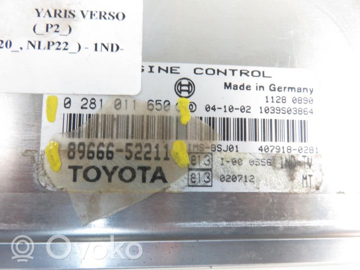 Toyota Yaris Verso Sterownik / Moduł ECU 8966652211