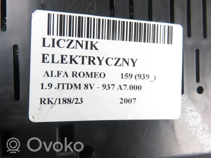 Alfa Romeo 159 Tachimetro (quadro strumenti) A2C53172586