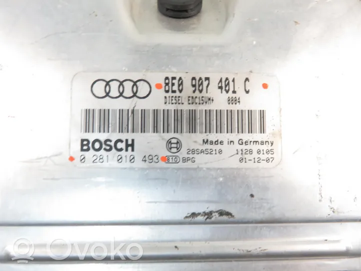 Audi A4 S4 B6 8E 8H Moottorin ohjainlaite/moduuli 0281010493