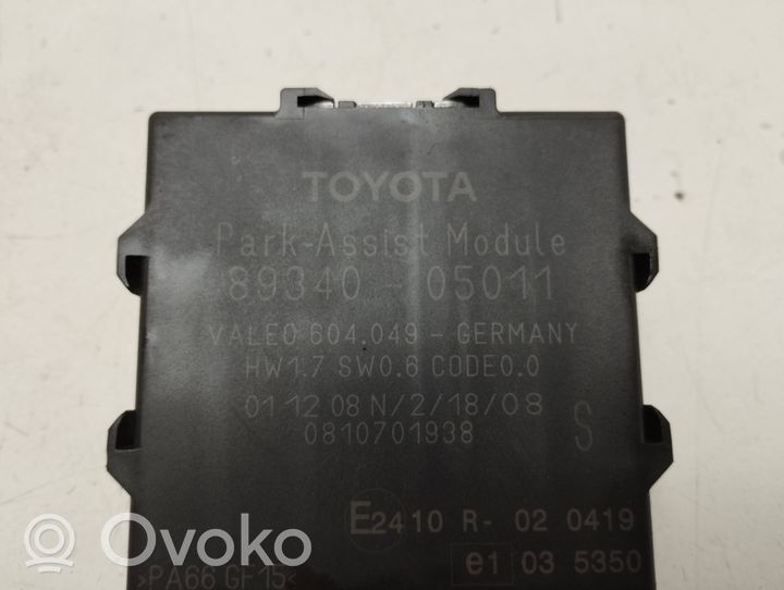 Toyota Avensis T270 Pysäköintitutkan (PCD) ohjainlaite/moduuli 8934005011