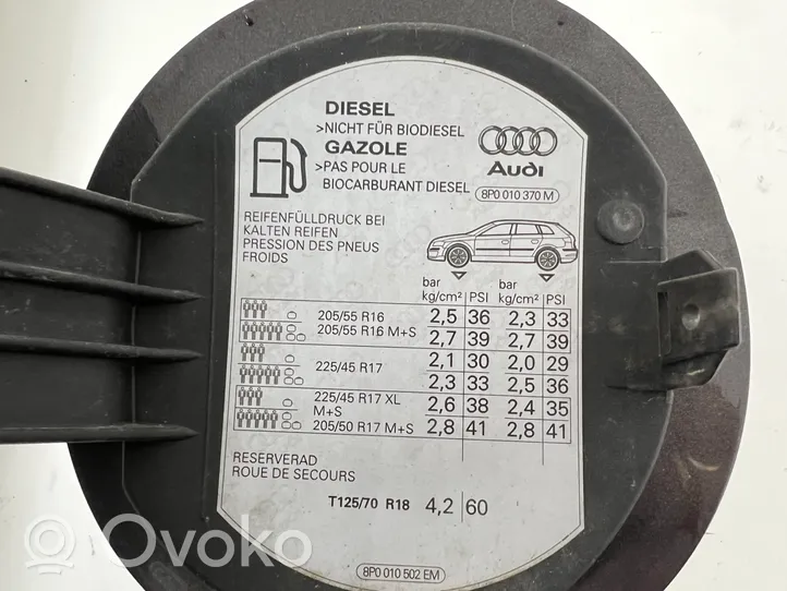 Audi A3 S3 A3 Sportback 8P Sportello del serbatoio del carburante 8P0010370M