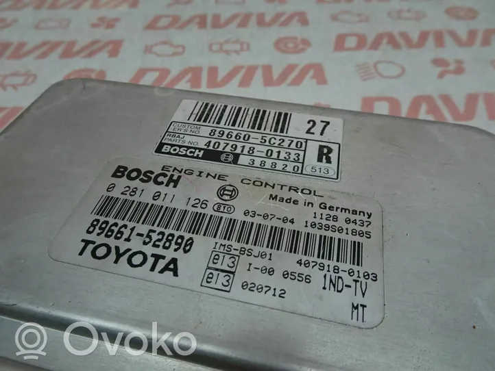 Toyota Yaris Sterownik / Moduł ECU 89661-52890