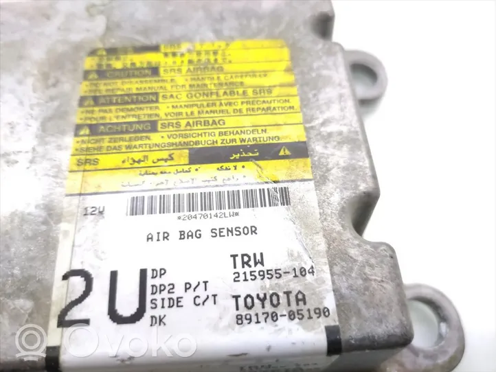 Toyota Avensis T270 Turvatyynyn ohjainlaite/moduuli 89170-05190