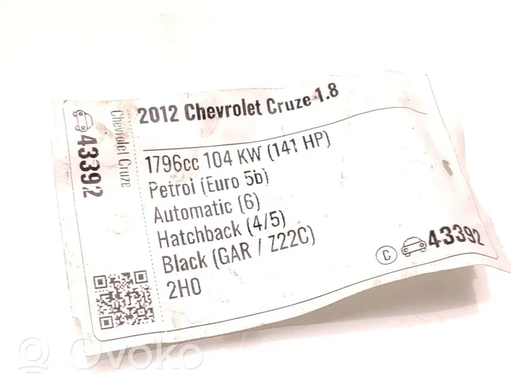 Chevrolet Cruze Sonde lambda 55566650