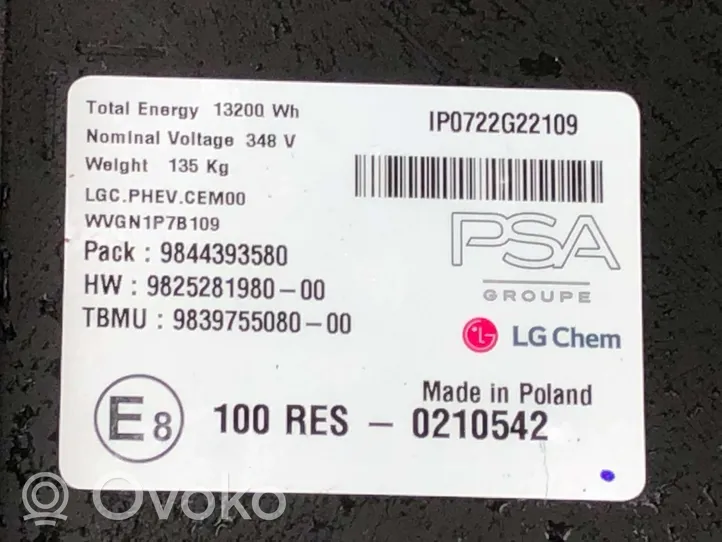 Opel Grandland X Batteria di veicolo ibrido/elettrico 9844393580