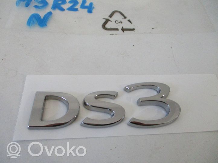 Citroen DS3 Emblemat / Znaczek tylny / Litery modelu 9814125680