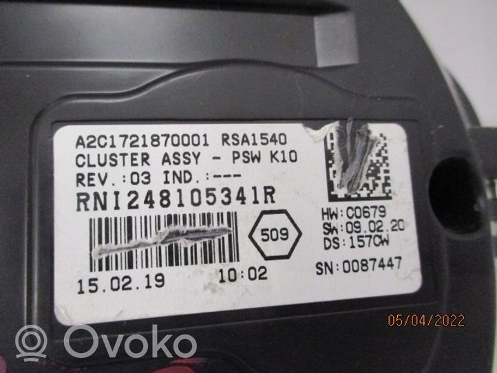 Renault Koleos II Compteur de vitesse tableau de bord 248105341R