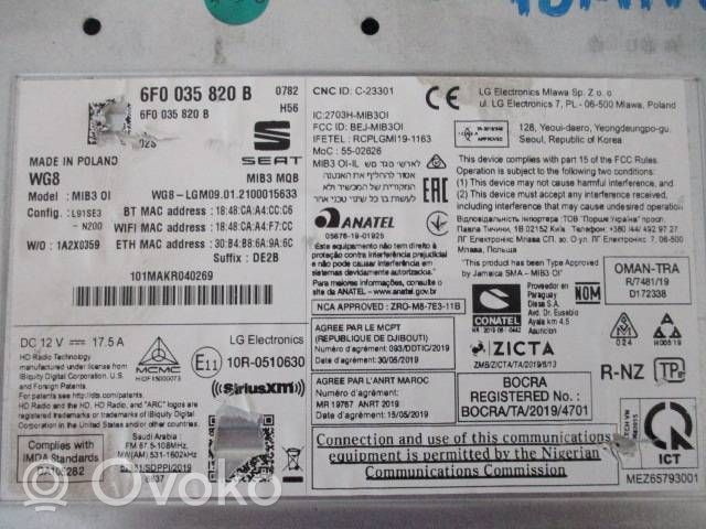 Seat Ibiza V (KJ) Unità di navigazione lettore CD/DVD 6F0035820B