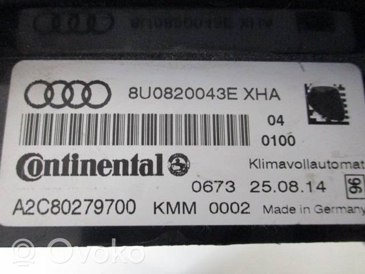 Audi Q3 8U Oro kondicionieriaus/ klimato/ pečiuko valdymo blokas (salone) 8U0820043E
