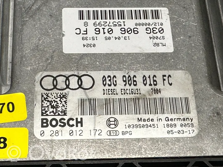 Audi A4 S4 B6 8E 8H Unité de commande, module ECU de moteur 03G906016FC