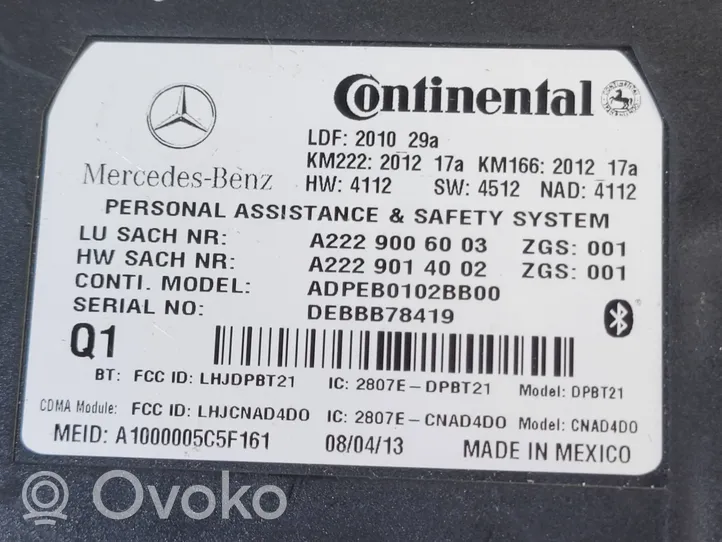 Mercedes-Benz CLA C117 X117 W117 Muut ohjainlaitteet/moduulit A2229006003