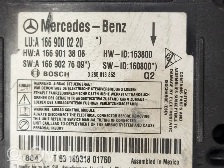Mercedes-Benz GLE (W166 - C292) Centralina/modulo airbag A1669000220
