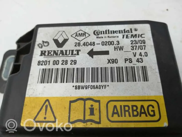 Dacia Sandero Sterownik / Moduł Airbag 8201002829