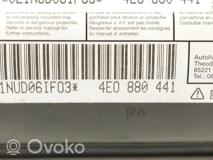 Audi A8 S8 D3 4E Airbag porte arrière 4E0880441