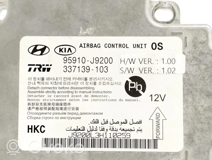 Hyundai Kona I Centralina/modulo airbag 95910J9200