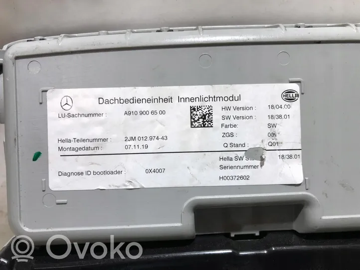 Mercedes-Benz Sprinter W907 W910 Panel oświetlenia wnętrza kabiny A9109006500