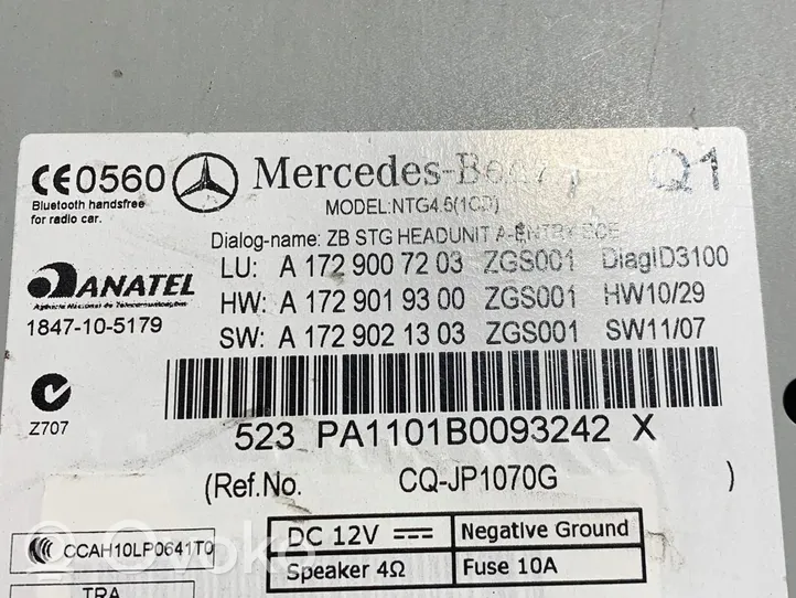 Mercedes-Benz SLK R172 Panel / Radioodtwarzacz CD/DVD/GPS A1729007203