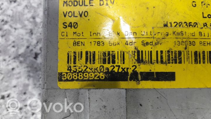 Volvo S40, V40 Boîtier module alarme 30889926
