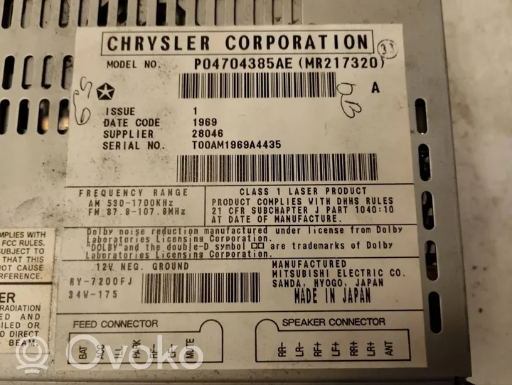 Chrysler Sebring (FJ - JX) Radija/ CD/DVD grotuvas/ navigacija P04704385ae